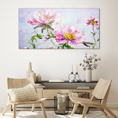 Floral dreams in pastel tones Wall art on glass