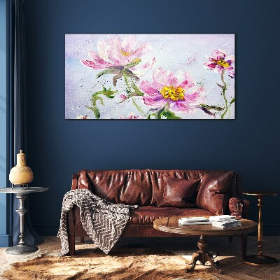 Floral dreams in pastel tones Wall art on glass