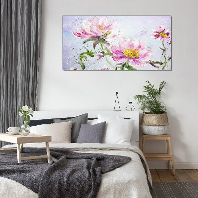 Floral dreams in pastel tones Wall art on glass