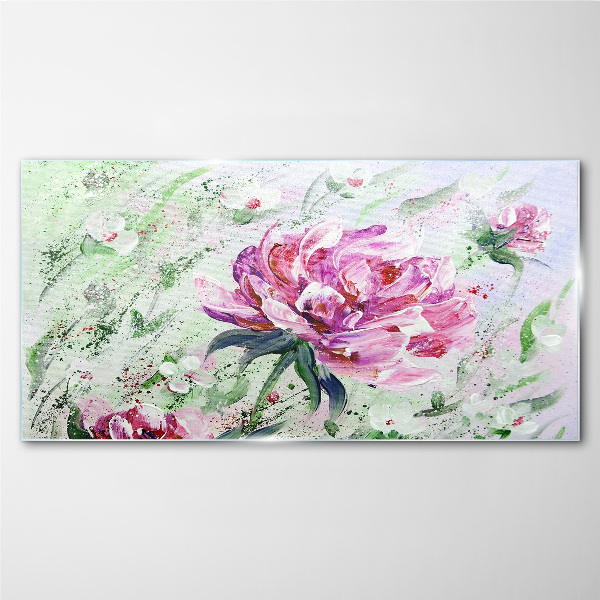 Floral arrangement in pastel shades Glass art print