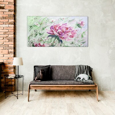 Floral arrangement in pastel shades Glass art print