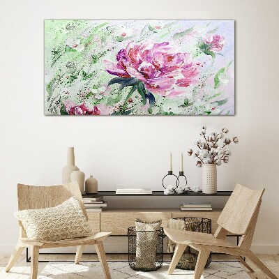 Floral arrangement in pastel shades Glass art print
