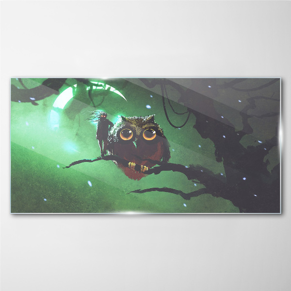 Green night speech Glass art print