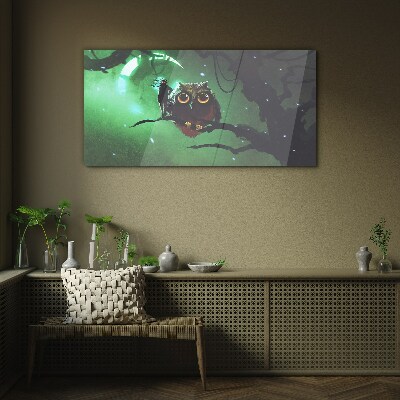 Green night speech Glass art print