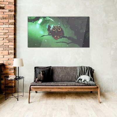 Green night speech Glass art print