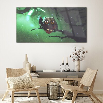 Green night speech Glass art print