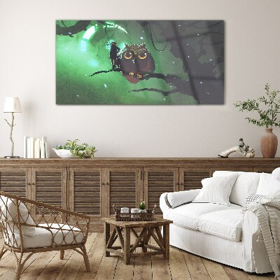 Green night speech Glass art print
