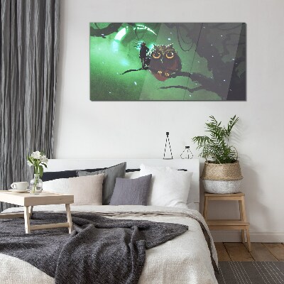 Green night speech Glass art print