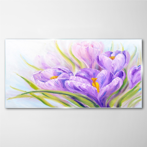Floral dreams in shades of purple Wall art on glass