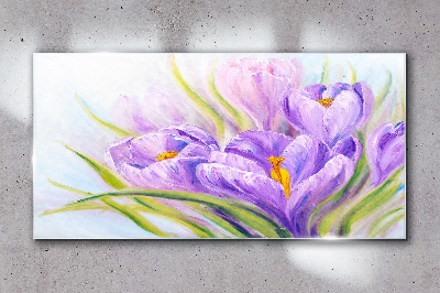 Floral dreams in shades of purple Wall art on glass