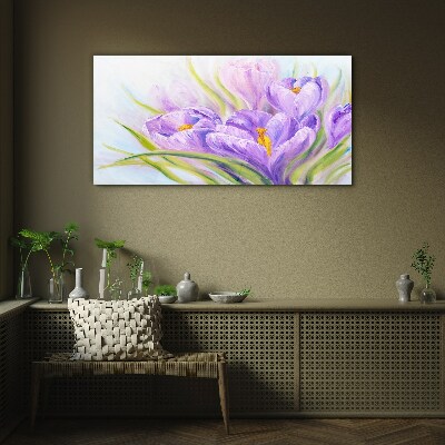 Floral dreams in shades of purple Wall art on glass