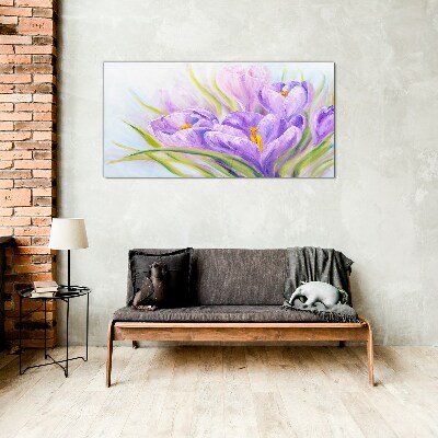Floral dreams in shades of purple Wall art on glass