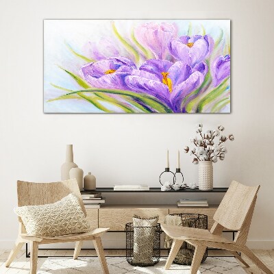 Floral dreams in shades of purple Wall art on glass
