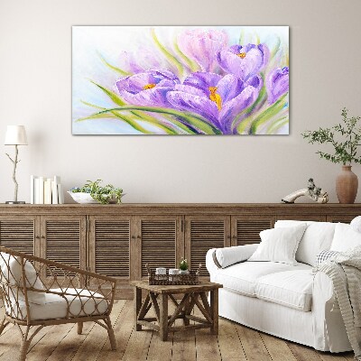 Floral dreams in shades of purple Wall art on glass
