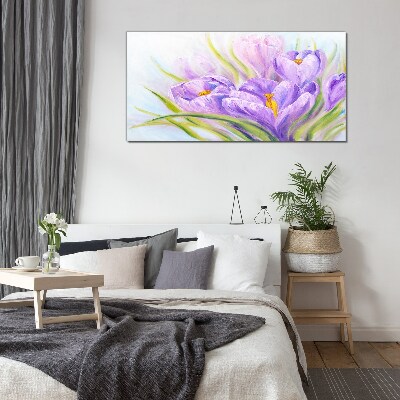 Floral dreams in shades of purple Wall art on glass