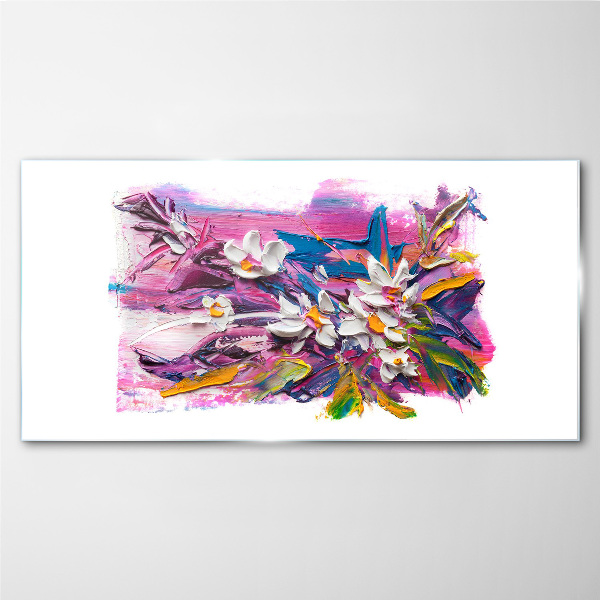 Colorful Flowers in Abstract Composition Glass art print