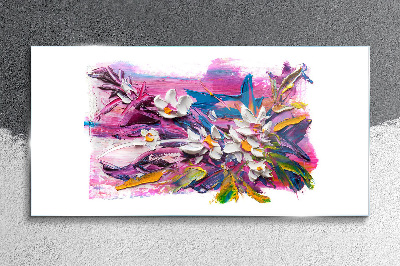 Colorful Flowers in Abstract Composition Glass art print
