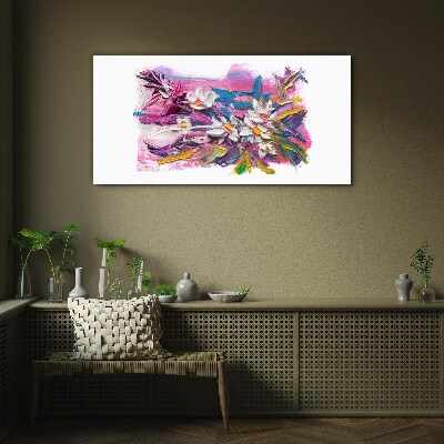 Colorful Flowers in Abstract Composition Glass art print