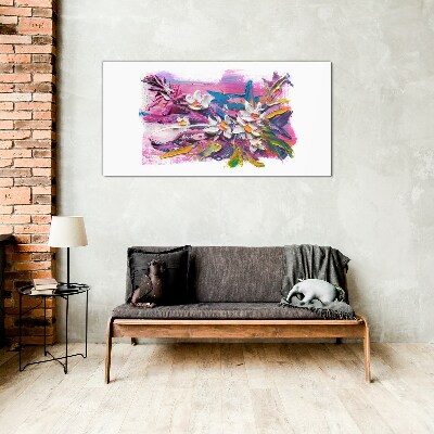 Colorful Flowers in Abstract Composition Glass art print