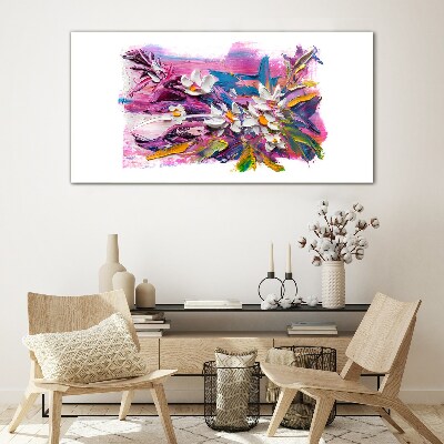 Colorful Flowers in Abstract Composition Glass art print