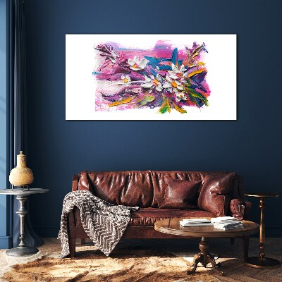 Colorful Flowers in Abstract Composition Glass art print