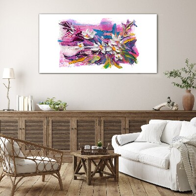 Colorful Flowers in Abstract Composition Glass art print