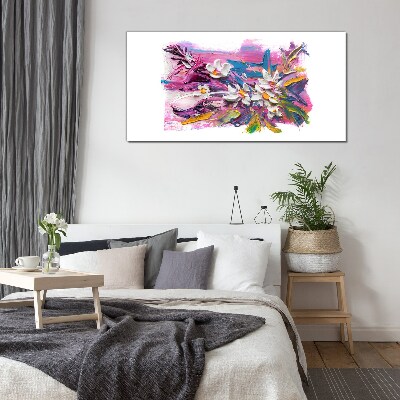 Colorful Flowers in Abstract Composition Glass art print