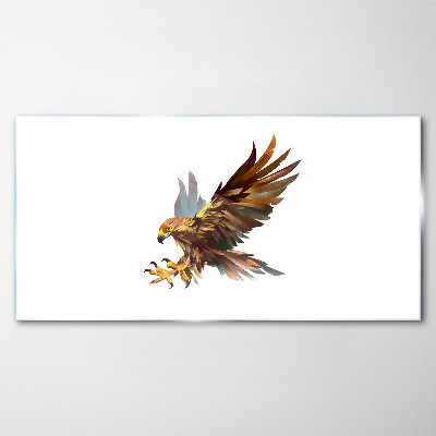 Golden falcon in flight Glass art print