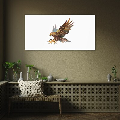 Golden falcon in flight Glass art print