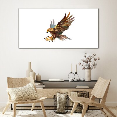 Golden falcon in flight Glass art print