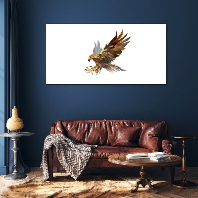 Golden falcon in flight Glass art print