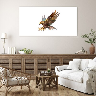 Golden falcon in flight Glass art print