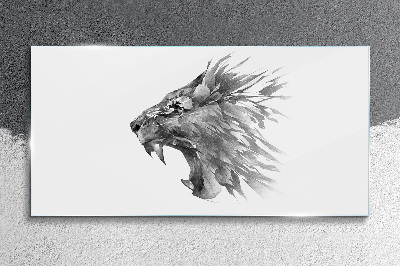 The cry of the lion in shades of gray Wall art on glass