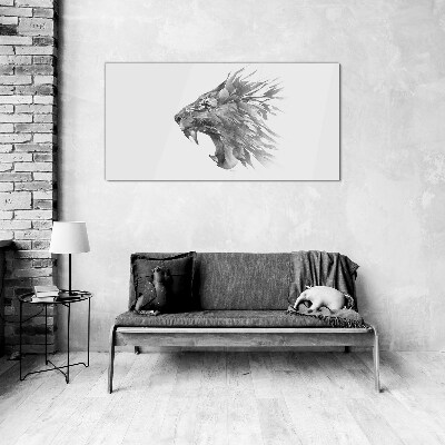 The cry of the lion in shades of gray Wall art on glass