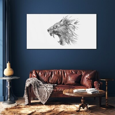 The cry of the lion in shades of gray Wall art on glass