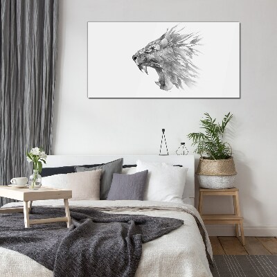The cry of the lion in shades of gray Wall art on glass