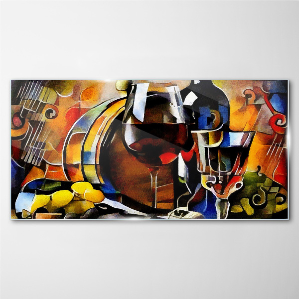 Musical wine and colors Wall art on glass