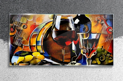 Musical wine and colors Wall art on glass