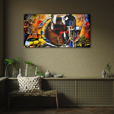 Musical wine and colors Wall art on glass