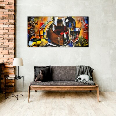 Musical wine and colors Wall art on glass