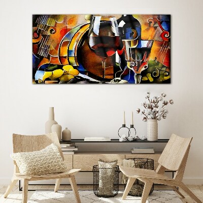 Musical wine and colors Wall art on glass