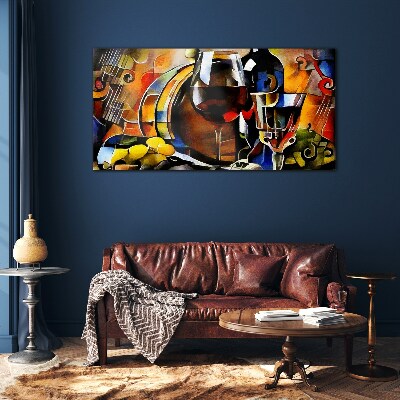 Musical wine and colors Wall art on glass