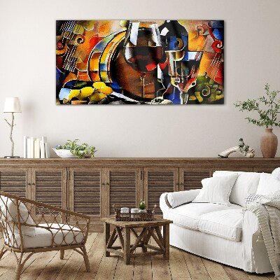 Musical wine and colors Wall art on glass