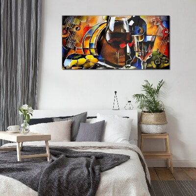 Musical wine and colors Wall art on glass