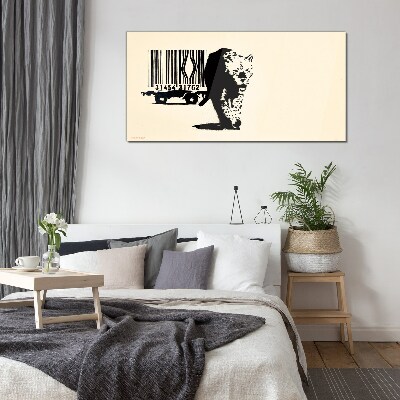 Banksy leopard barcode Glass art print