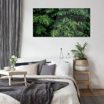 Green jungle Wall art on glass