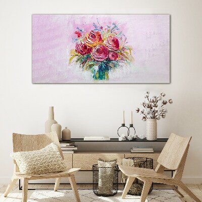 Pink rose composition Glass art print