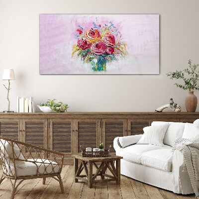 Pink rose composition Glass art print