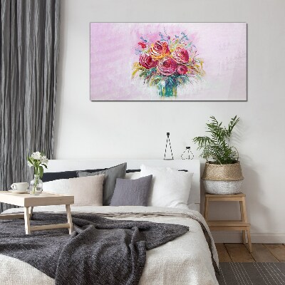Pink rose composition Glass art print