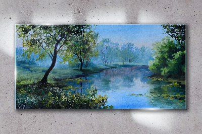 A peaceful landscape by the river Wall art on glass